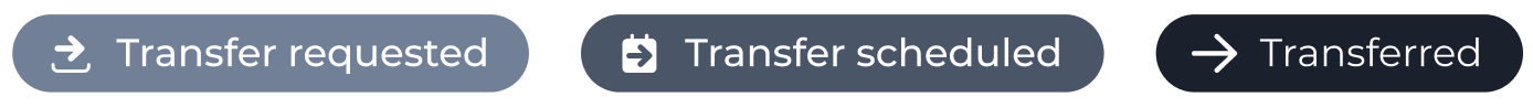 Account transfer lifecycle status tags